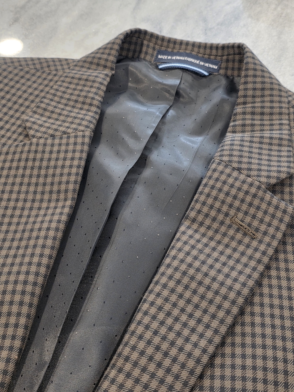 46L Men's Tommy Hilfiger Checkered Brown Houndstooth Modern Sport Coat